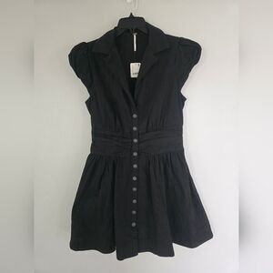 NWT Free People Denim Chester Dress In Black Size Medium Under Retail!!